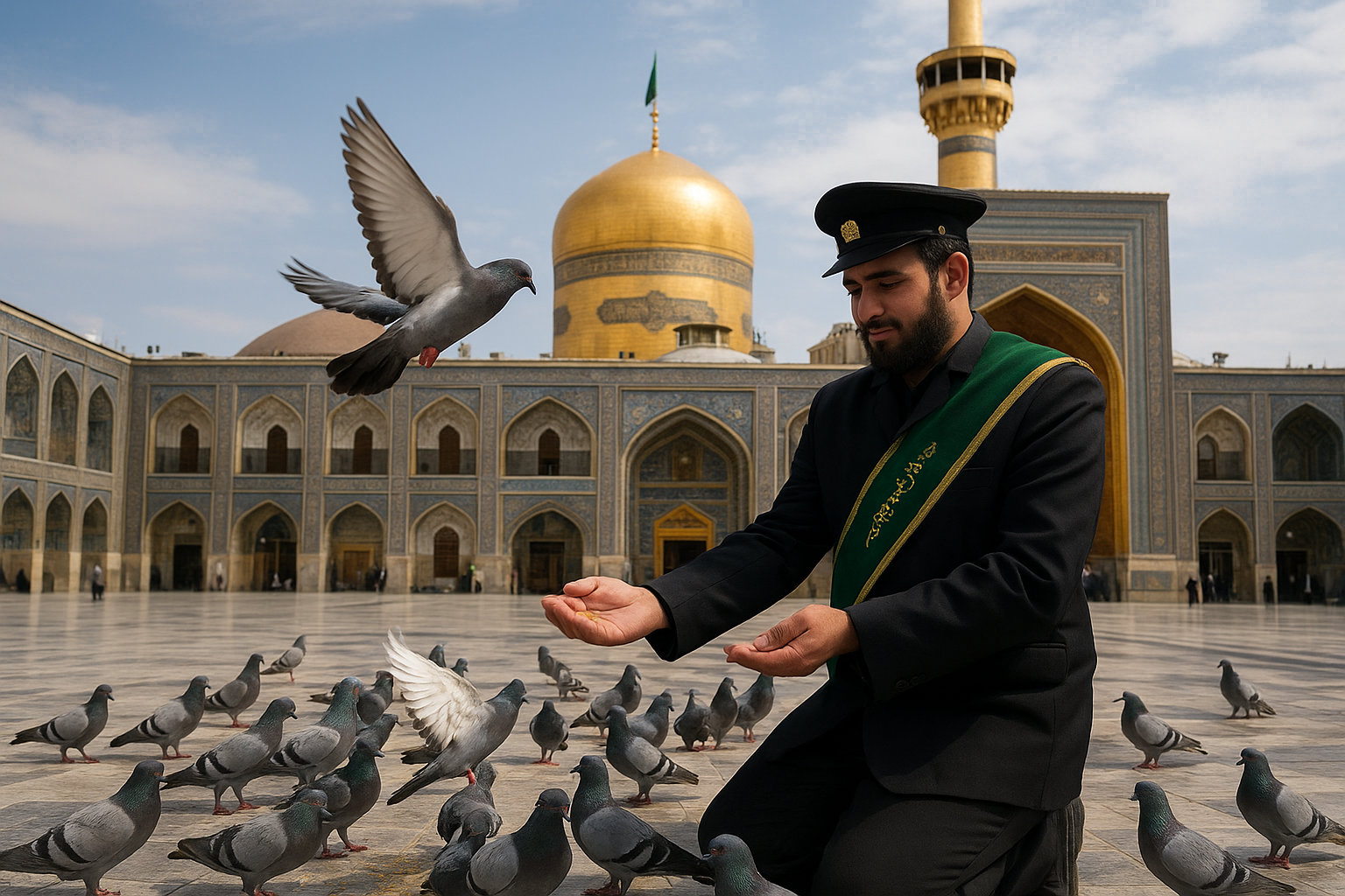 کودک با لباس سنتی در زیارت